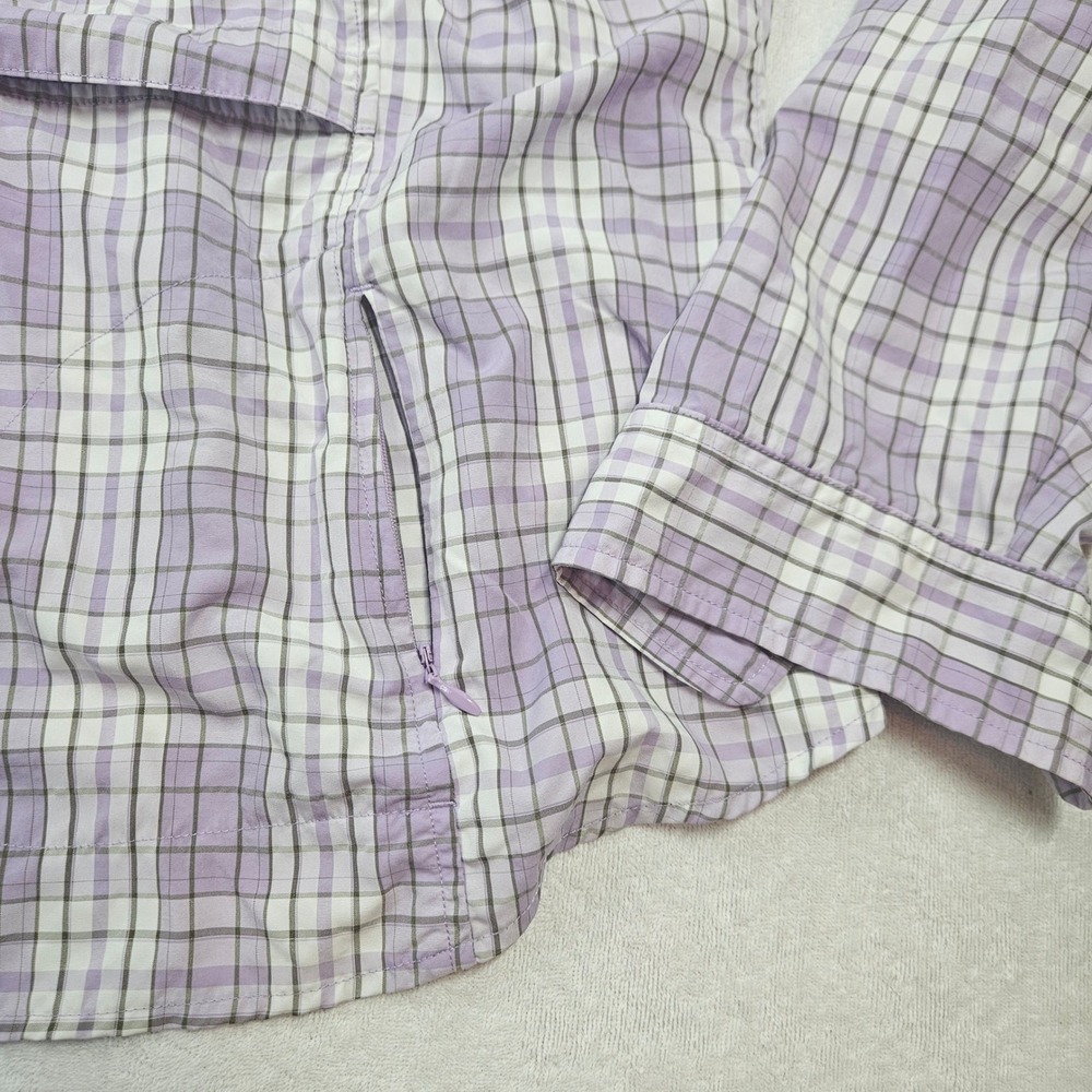 LL Bean Womens XL Purple Plaid Vented Hiking Shirt Roll Tab Long Sleeve - Picture 8 of 10